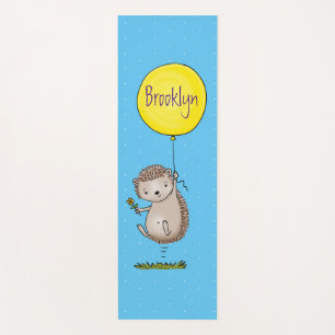 Cute hedgehog and balloon cartoon pattern yoga mat