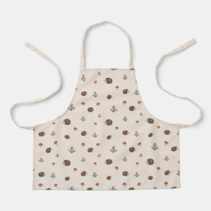 Cute Hedgehog and Mushrooms Forest Pattern Apron