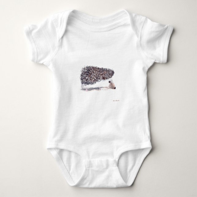 Cute Hedgehog animal wildlife woodland watercolor Baby Bodysuit (Front)