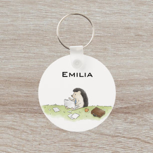 Cute Hedgehog Animal with Computer Color Key Ring