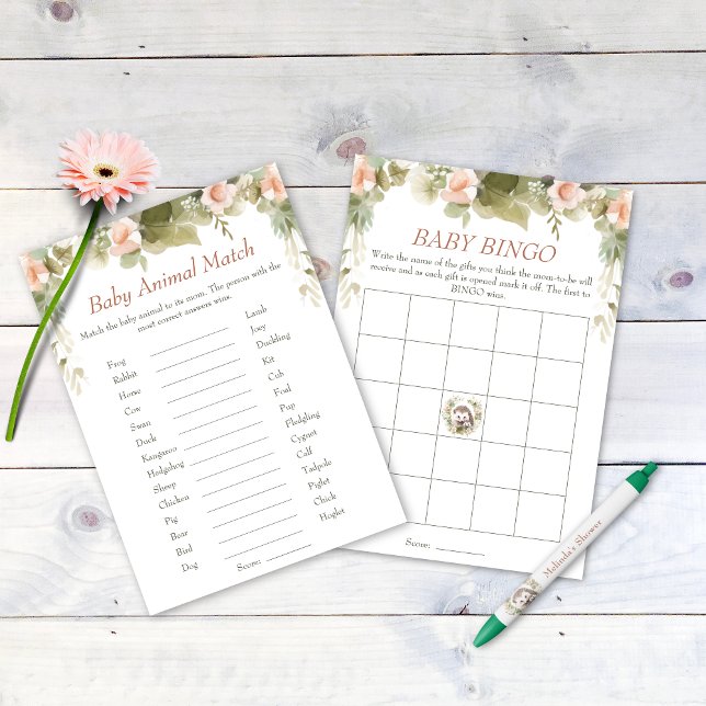 Cute Hedgehog Baby Shower Bingo and Animal Match Invitation (Creator Uploaded)