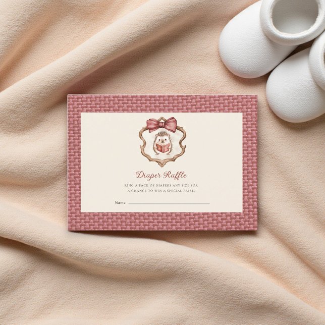 Cute Hedgehog Baby Shower Diaper Raffle  Enclosure Card (Creator Uploaded)
