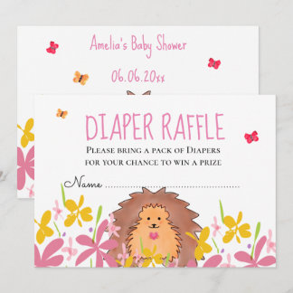Cute Hedgehog Baby Shower Diaper Raffle  Invitation