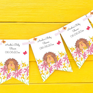 Cute Hedgehog Baby Shower Personalised Bunting