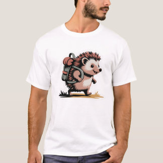 Cute Hedgehog Backpack T-Shirt Design