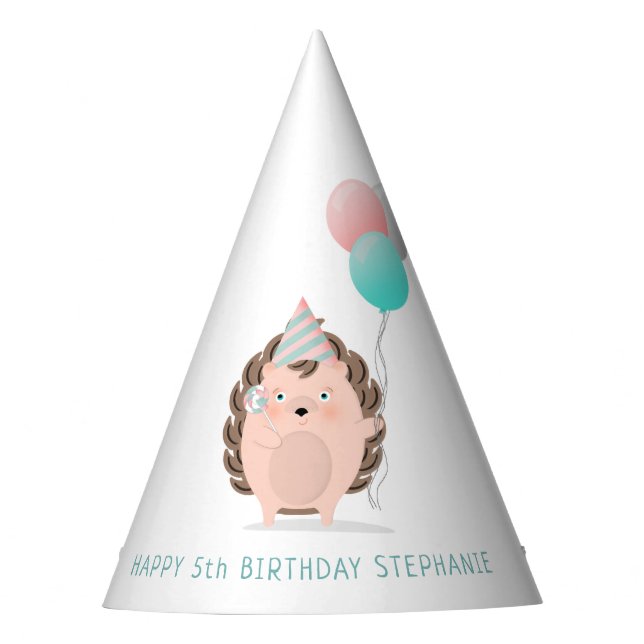 Cute Hedgehog Birthday Party Hat (Front)