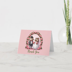 Cute Hedgehog Bride and Groom Thank You Notes