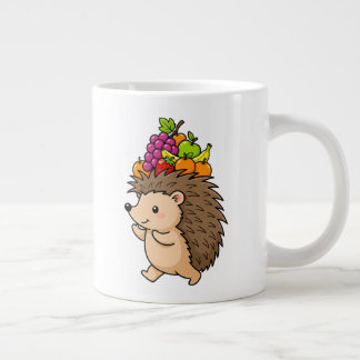 Cute Hedgehog Carrying Fresh Fruit Large Coffee Mug