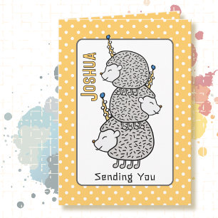 Cute Hedgehog Cartoon Happy Birthday for Kids Card