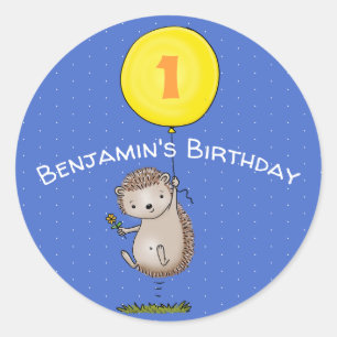 Cute hedgehog cartoon illustration classic round sticker