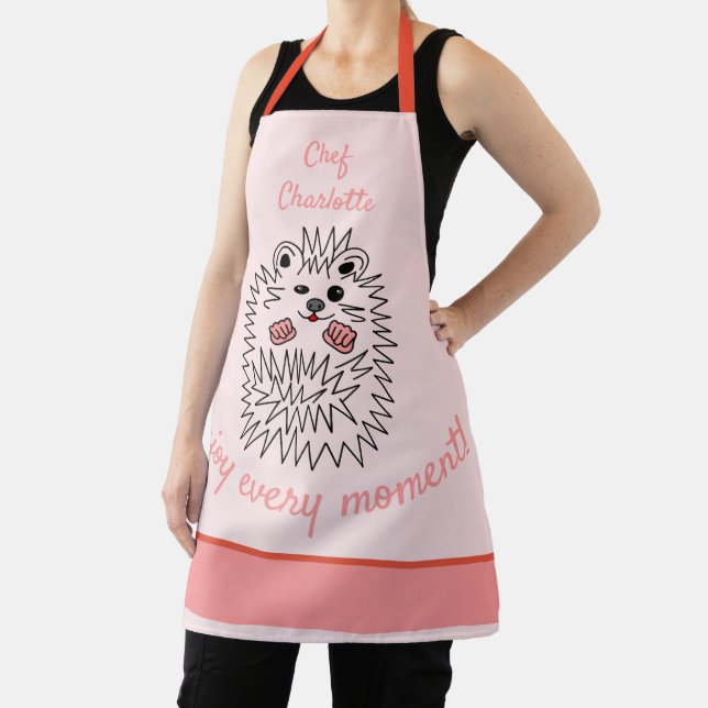 Cute Hedgehog. Chef Charlotte. Enjoy Every Moment Apron (Insitu)