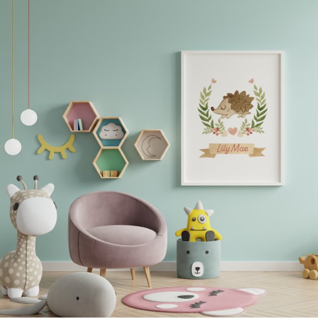 Cute Hedgehog Childs Nursery Wall Art Décor (
)