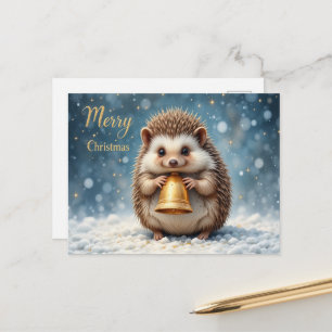Cute Hedgehog Christmas Cozy Woodland  Postcard