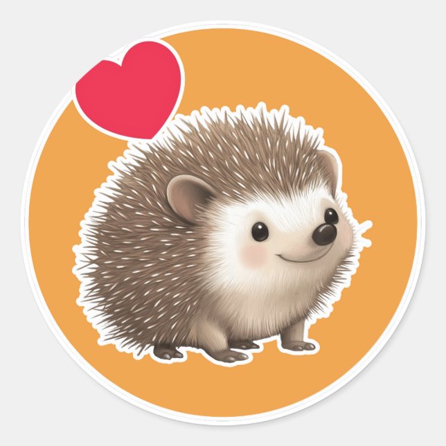 Cute Hedgehog  Classic Round Sticker (Front)
