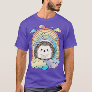 Cute Hedgehog Colourful Kawaii Animals on a Rainbo T-Shirt