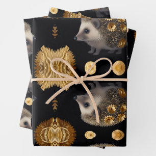 Cute Hedgehog Colourful Wrapping Paper 