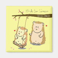 Cute Hedgehog couple at tree swing wedding favour
