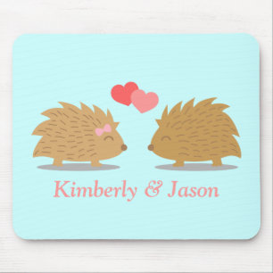 Cute Hedgehog Couple in Love Mouse Pad