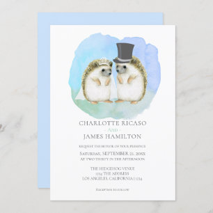 Cute Hedgehog Couple Wedding Personalised Invitation