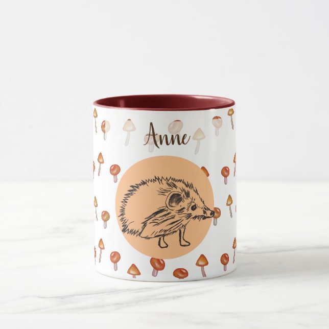 Cute Hedgehog Custom Name Mug (Center)