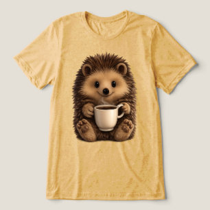 Cute Hedgehog Drinking Coffee Mug - Kawaii Animal  Tri-Blend Shirt