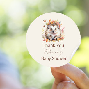 Cute Hedgehog Fall Woodland Thank You Classic Round Sticker