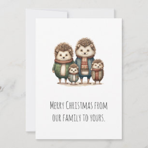 Cute Hedgehog Family Holiday Card