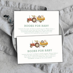 Cute Hedgehog Farm Tractor Books For Baby Shower  Enclosure Card