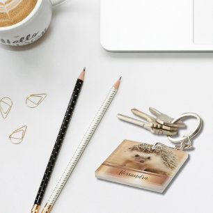 Cute Hedgehog Faux Rose Gold Keychain