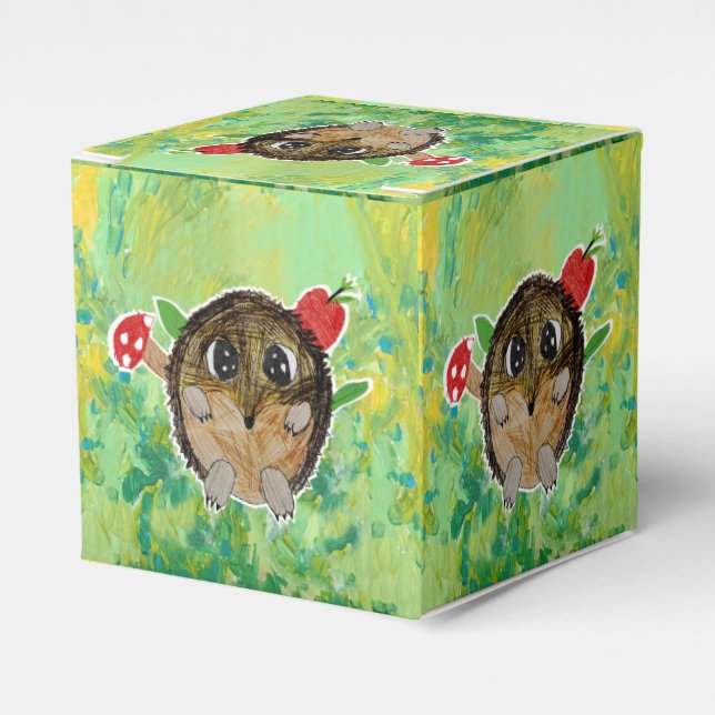 Cute Hedgehog Favour Box (Front Side)