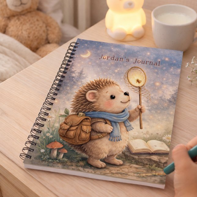 Cute Hedgehog & Firefly Personalised Kids Journal (Creator Uploaded)
