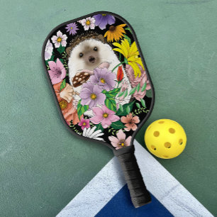 Cute Hedgehog Floral Pickleball Paddle
