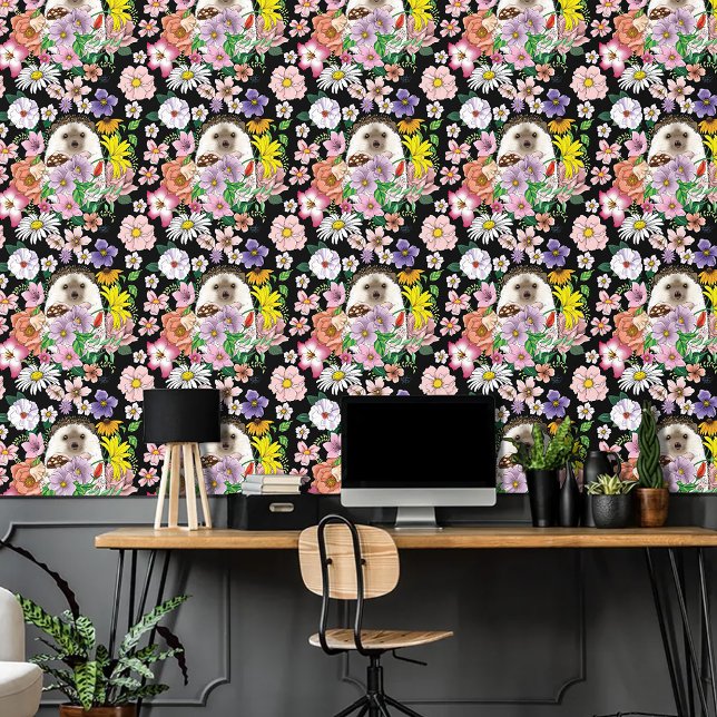 Cute Hedgehog Floral Wallpaper (Creator Uploaded)