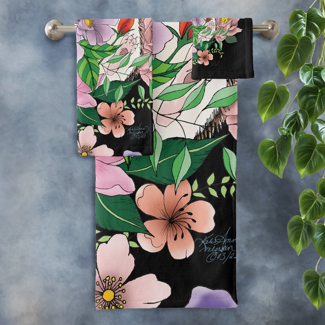 Cute Hedgehog Flowers Bath Towel Set (Creator Uploaded)