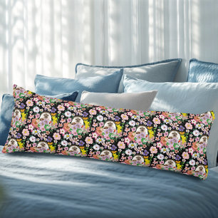 Cute Hedgehog Flowers Body Cushion