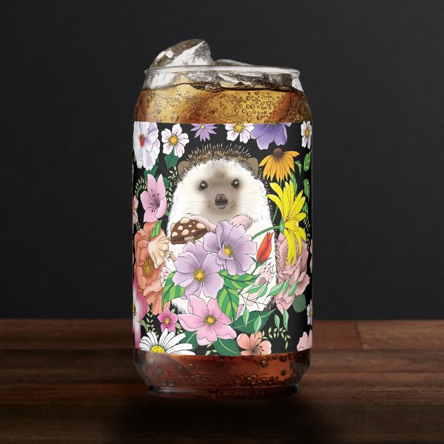 Cute Hedgehog Flowers Can Glass (Creator Uploaded)