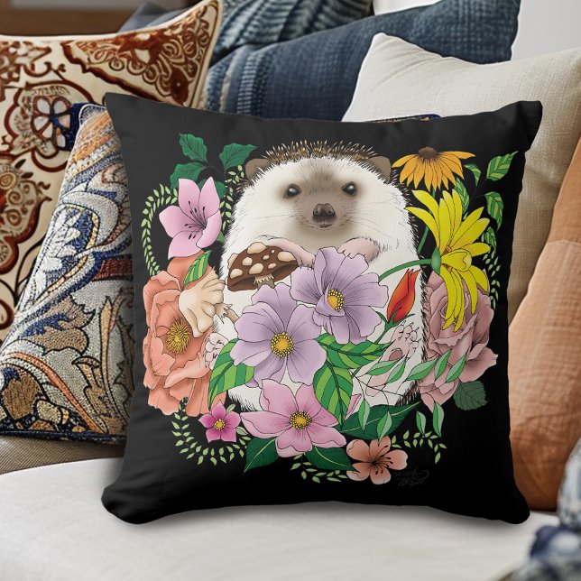 Cute Hedgehog Flowers Cushion (Creator Uploaded)