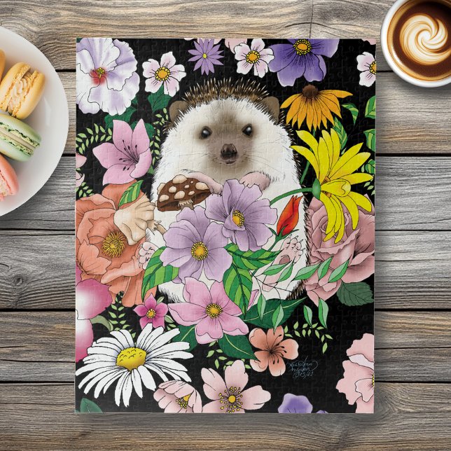 Cute Hedgehog Flowers Jigsaw Puzzle (Creator Uploaded)