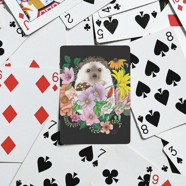 Cute Hedgehog Flowers Playing Cards (Creator Uploaded)