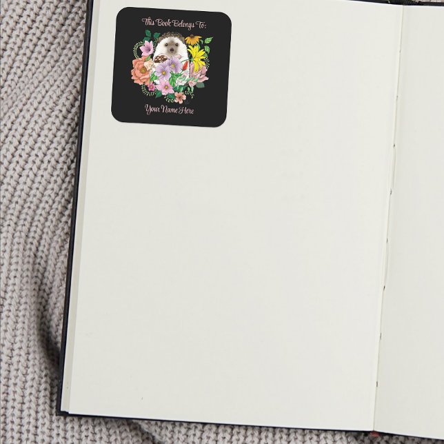 Cute Hedgehog Flowers Square Sticker (Creator Uploaded)