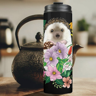 Cute Hedgehog Flowers Thermal Tumbler