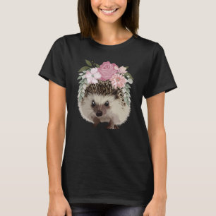 Cute Hedgehog For Women Mum Flower Hedge Hog Lover T-Shirt