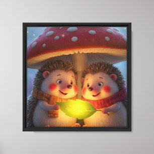 Cute Hedgehog Forest Art – Cosy Woodland Fantasy Canvas Print