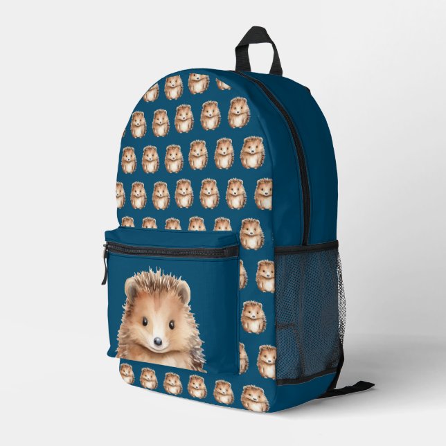 Cute Hedgehog! Gender neutral custom Printed Backpack (Back Corner Right)