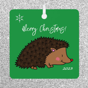 Cute Hedgehog Green and White Metal Tree Decoration