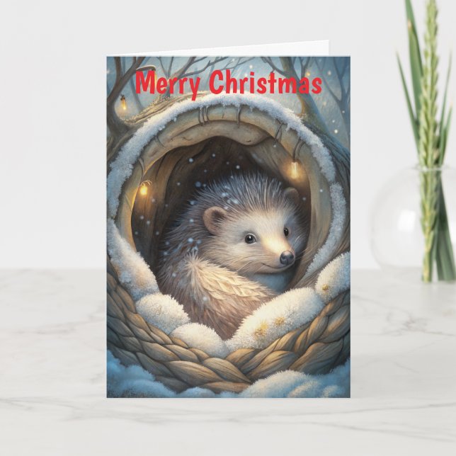 Cute Hedgehog Holiday Card (Front)