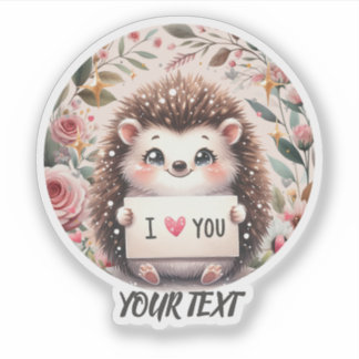 Cute Hedgehog I Love You, Classic Round Sticker 