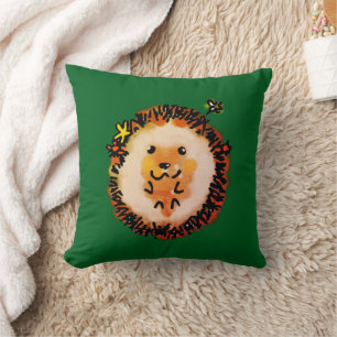 Cute Hedgehog in Autumn Leaves Cushion
