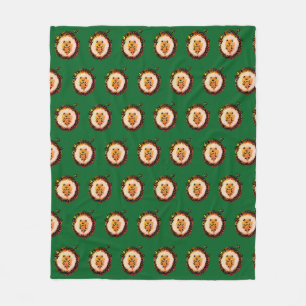 Cute Hedgehog in Autumn Leaves Fleece Blanket