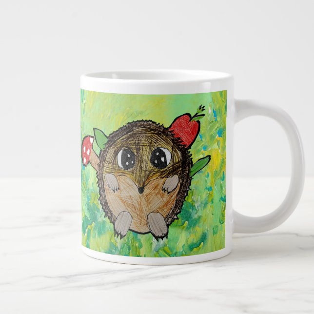 Cute Hedgehog Large Coffee Mug (Right)